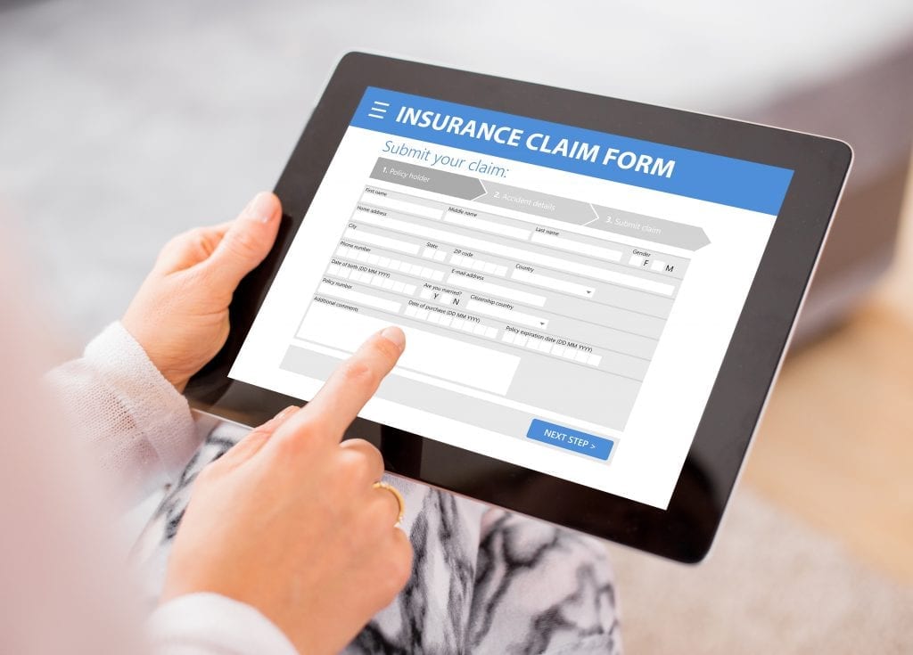 filling in an insurance claim online