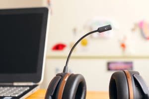 headset on a desk